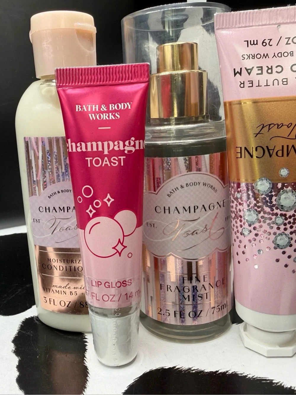 Bath & Body Works Champagne Toast Lip Gloss, Conditioner & Lotion Travel Set